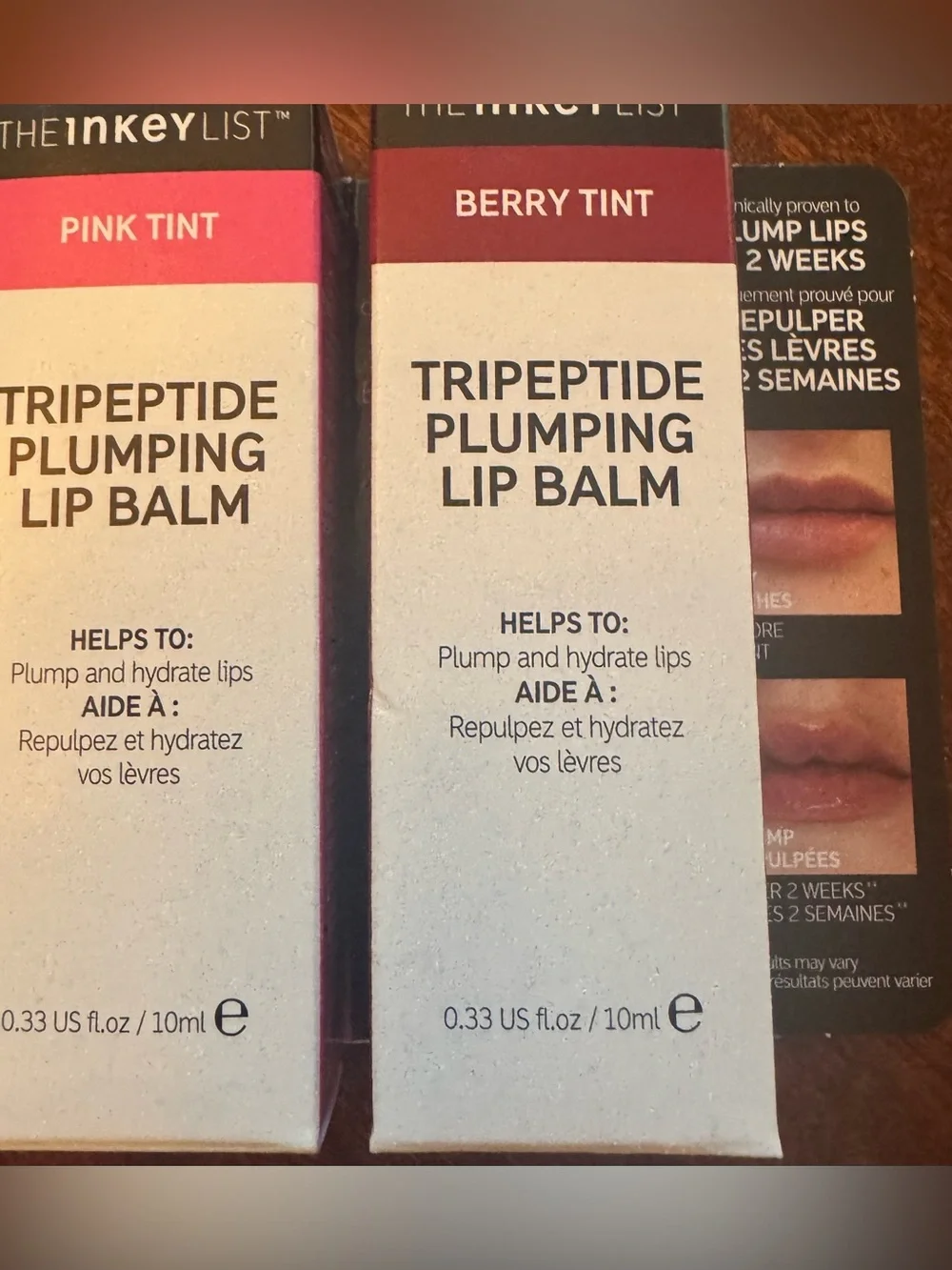 Inkey List **Two** Tripeptide Plumping Lip Balm in Pink and Berry **New in Box**